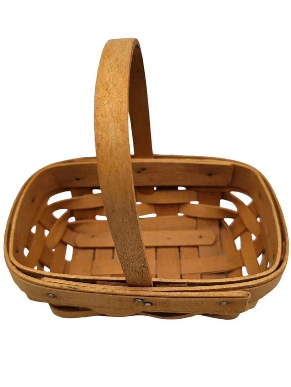 Longaberger Small Basket 5.5”X 5.5” Tall Handle Signed 1999